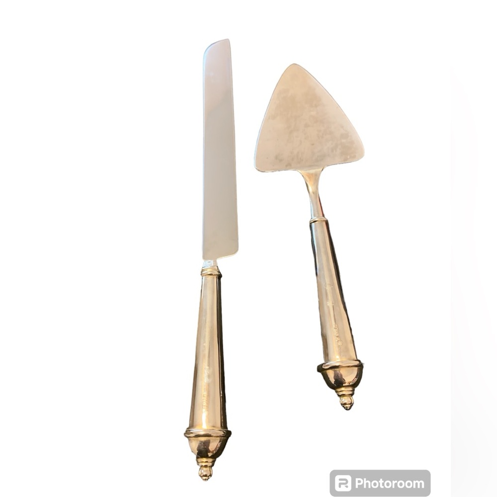 Towel silver cake serving set heavy weighted